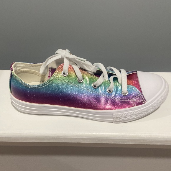 Big Girls Size 3 Metallic Glitter Rainbow Converse RARE - Picture 6 of 15